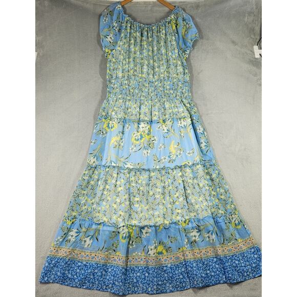 Figueroa & Flower Tiered Maxi Dress Womens XL Smocked Cottagecore Boho Prairie - Picture 10 of 15